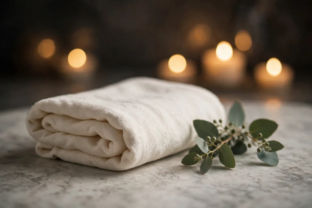Ambiance spa apaisante aux tons dorés