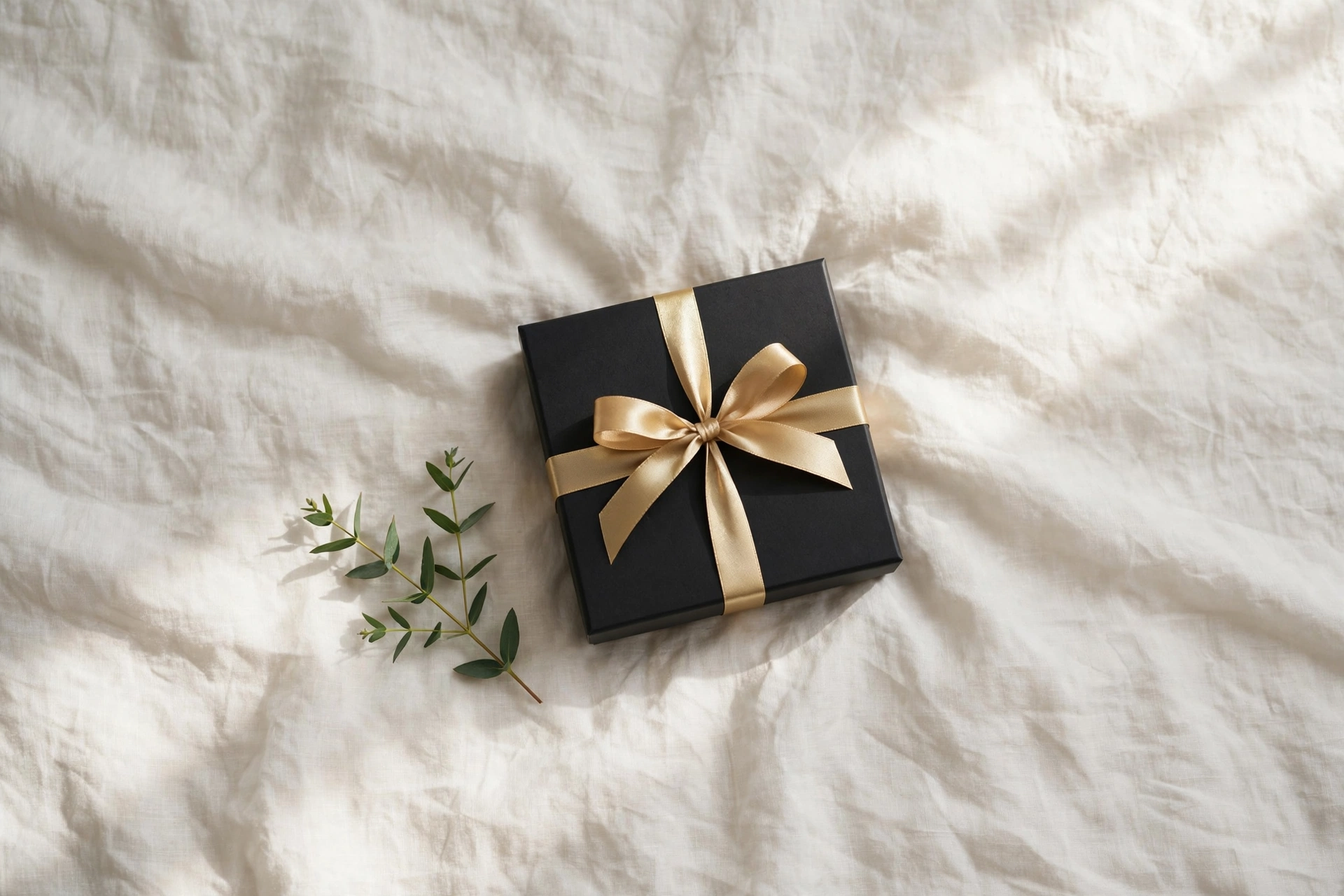 Coffret cadeau noir élégant, présentation discrète d’un kit BDSM pour débutants