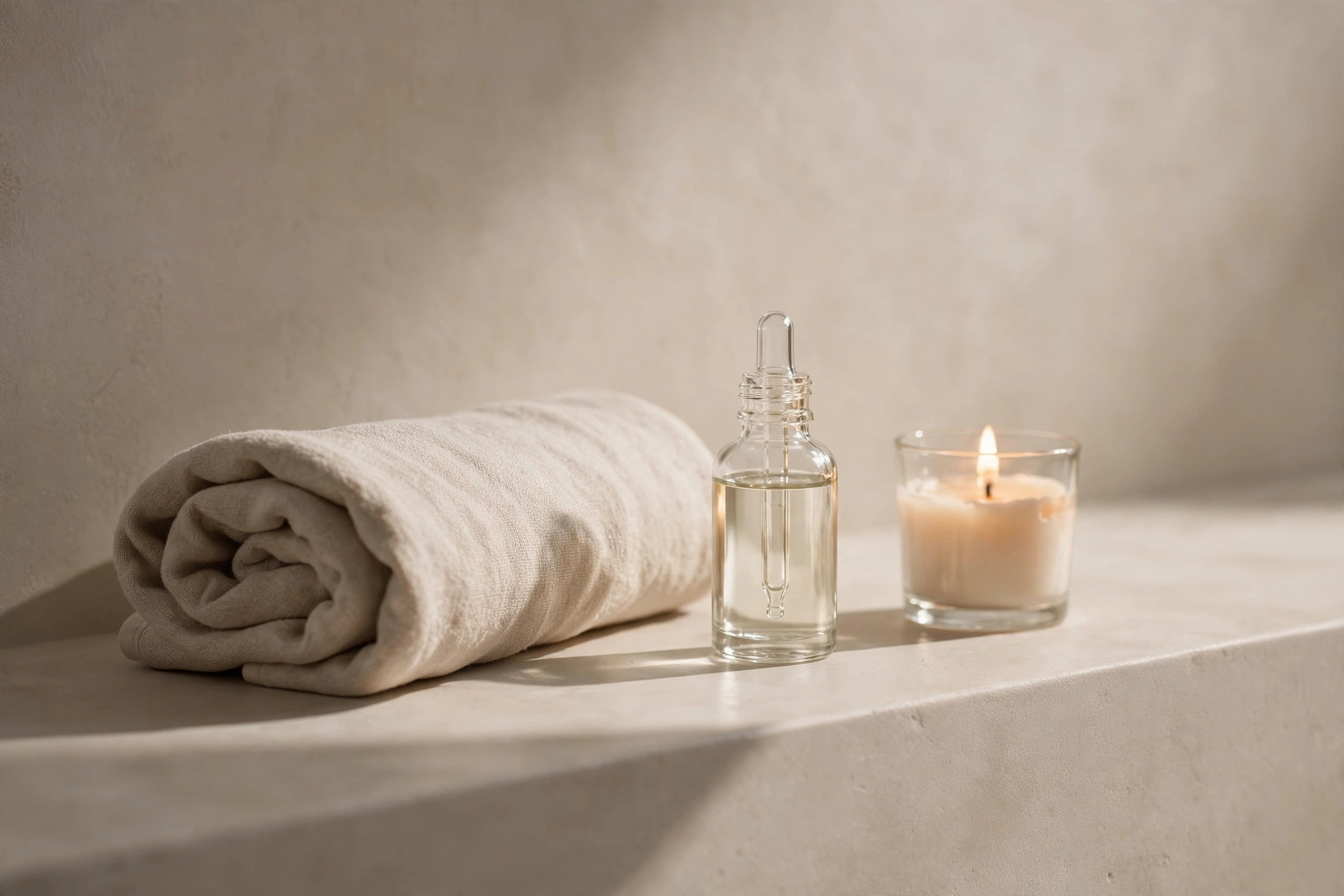 Détail d'une ambiance détente sobre et élégante, esprit bien-être masculin
